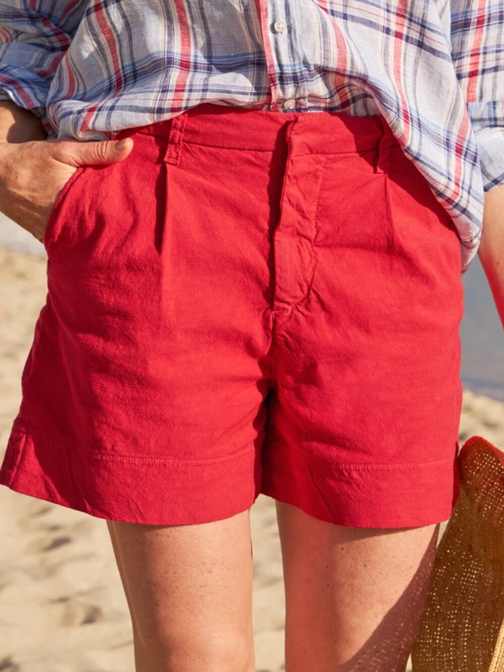 Frank & Eileen Waterford 10 Red Linen Shorts